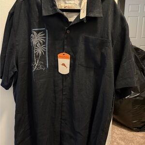 Tommy Bahama Navy Palm Embroidered Shirt